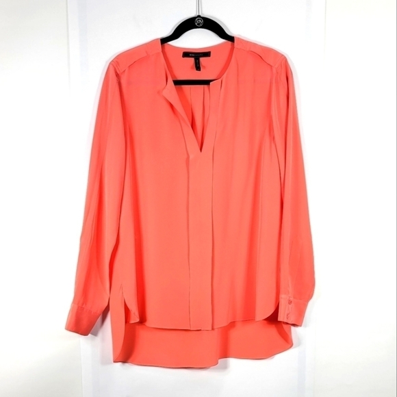 BCBGMaxAzria Pink Coral Silk Blouse # 433 Size M - Picture 1 of 9